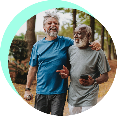 Two men walking together